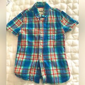 Mini Biden Boys Plaid Short Sleeve Button Down Shirt size 9-10 like new.